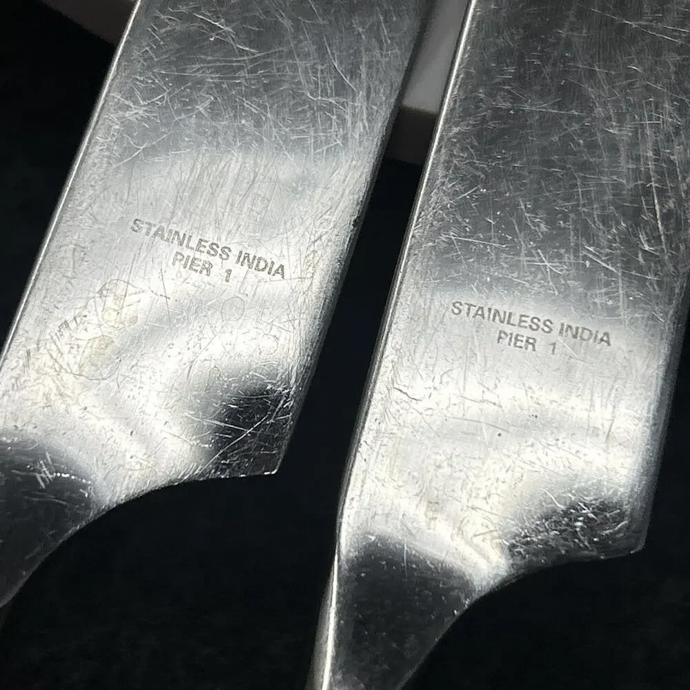 Pier 1 Stainless Steel Knives 9 Inch Made In India Spiral Handle Whimsical Artsy